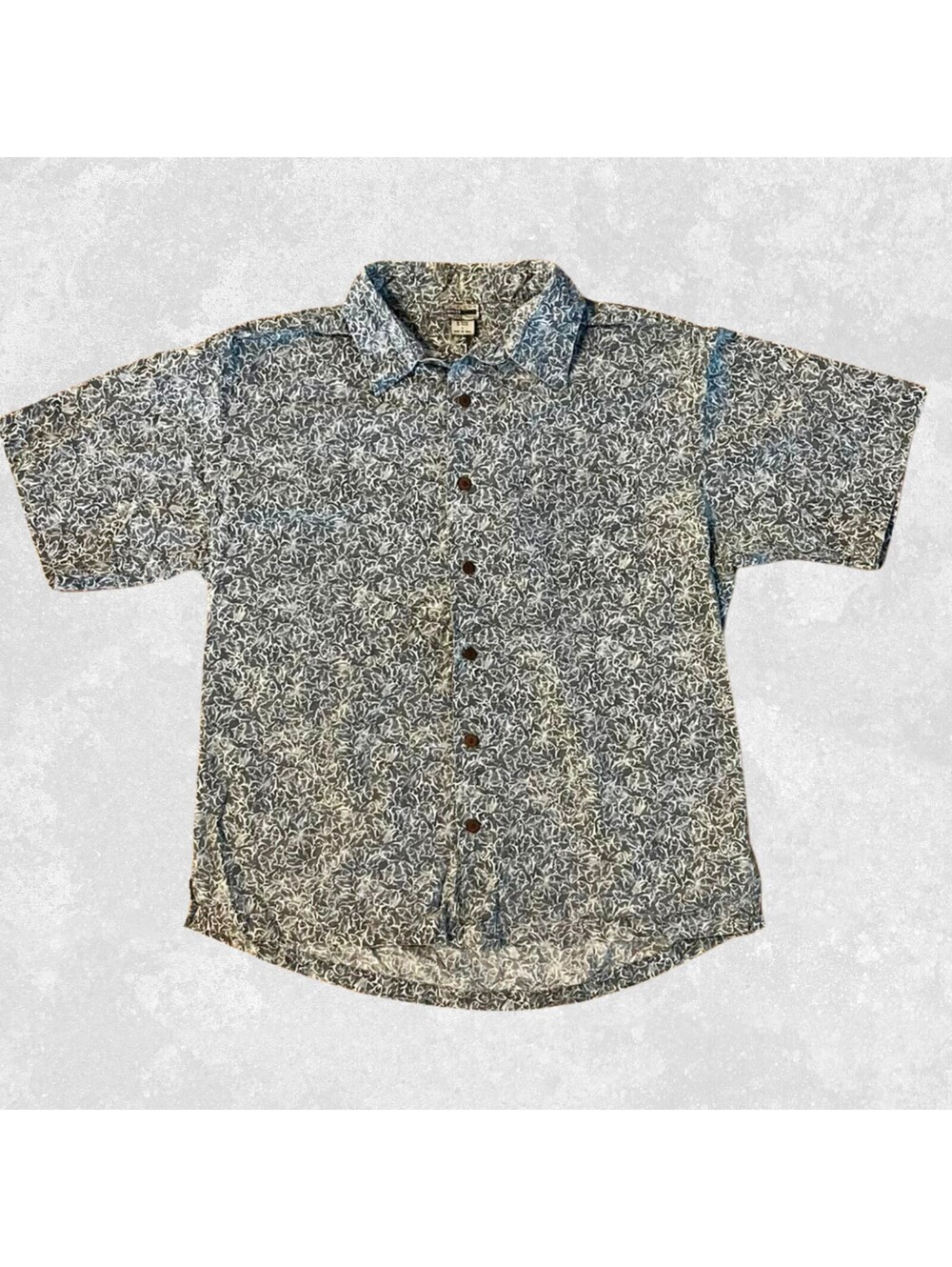 White Sierra Button Up Shirt Mens L Blue Abstract Print Camp Hawaiian Casual
